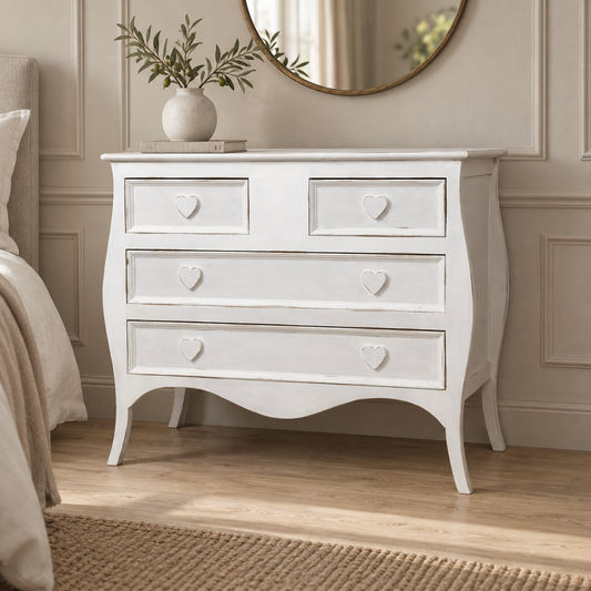 Cassettiera artigianale shabby chic Bianco in camera da letto