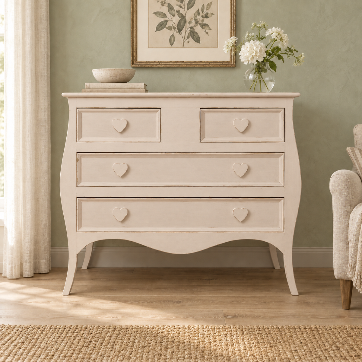 Cassettiera artigianale shabby chic cashmere - soggiorno