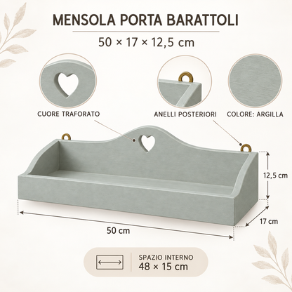 Infografica mensola porta barattoli Domeahome Argilla
