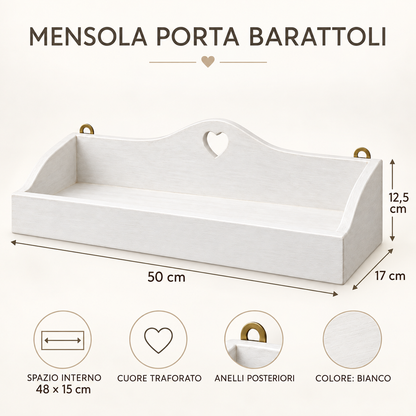 Infografica mensola porta barattoli Domeahome Bianco