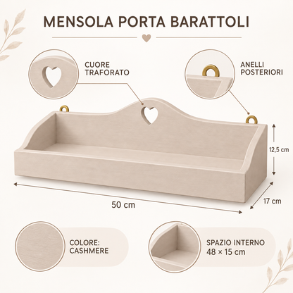 Infografica mensola porta barattoli Domeahome Cashmere