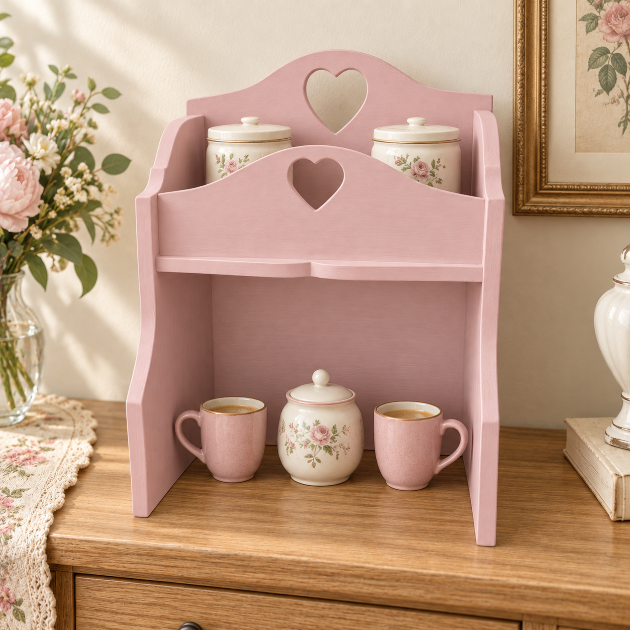 Mobiletto porta barattoli Rosa Antico da 30 cm