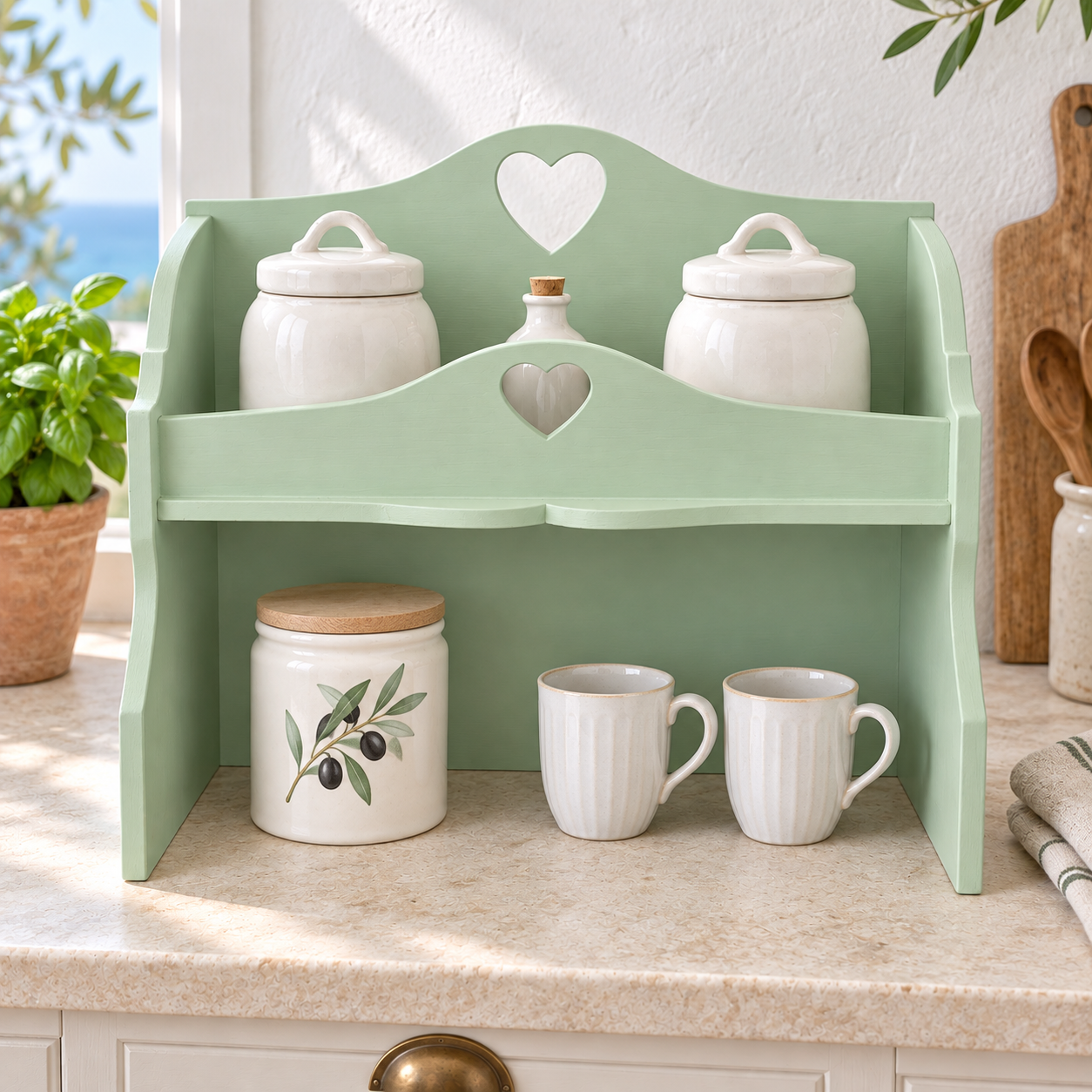 Mobiletto porta barattoli Verde Vintage da 43 cm
