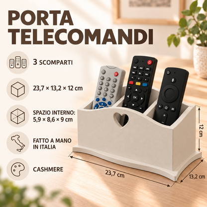 Infografica porta telecomandi Domeahome a 3 scomparti Cashmere