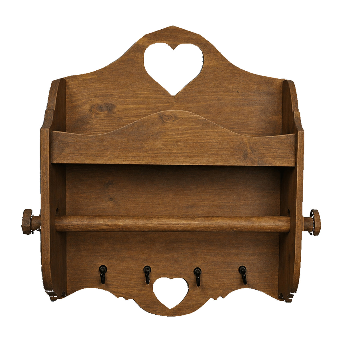 Portarotolo e portaspezie artigianale Domeahome con ganci colore Legno color Noce scuro – foto originale scontornata su bianco
