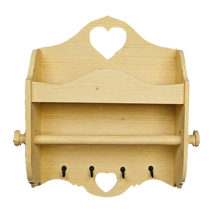 Portarotolo e portaspezie artigianale Domeahome con ganci colore Legno Naturale – foto originale scontornata su bianco