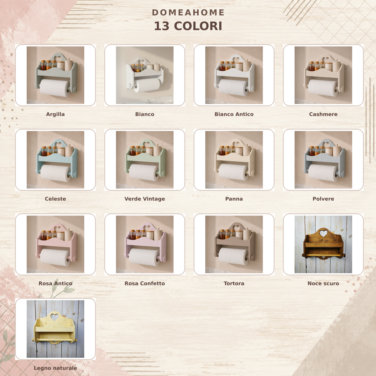 Portarotolo Domeahome - infografica 13 colori italiano