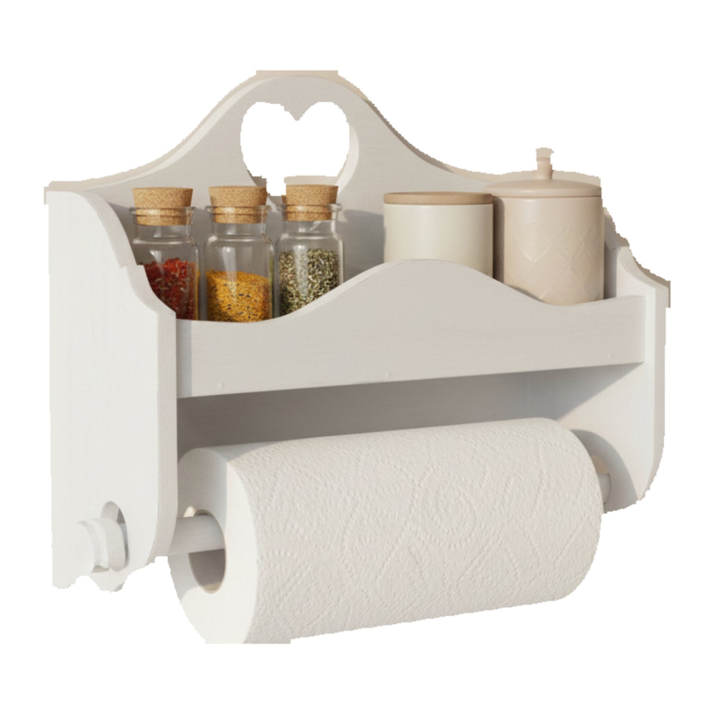 Portarotolo e portaspezie artigianale Domeahome senza ganci colore Bianco – foto originale scontornata su bianco