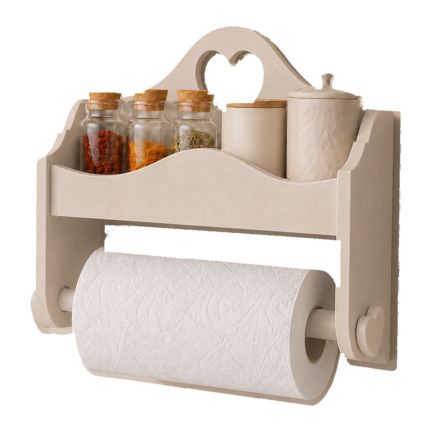 Portarotolo e portaspezie artigianale Domeahome senza ganci colore Cashmere – foto originale scontornata su bianco