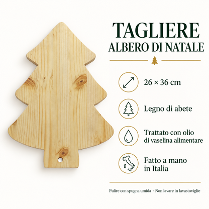 Infografica Tagliere Albero di Natale Domeahome 26 x 36 cm in legno di abete