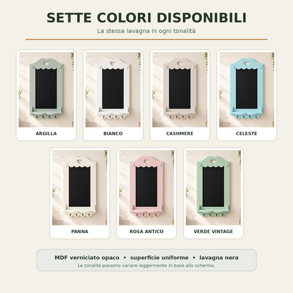 Sette colori disponibili per la lavagna artigianale