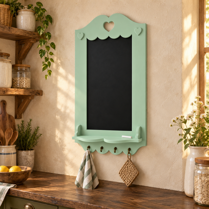 Lavagna artigianale Verde Vintage ambientata in dispensa