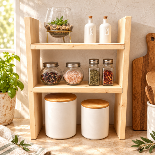 Mensola Klara in Legno Naturale ambientata in cucina