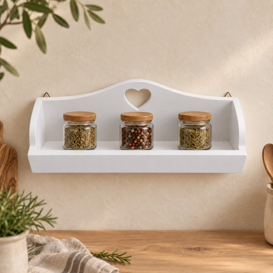 Mensolina portaspezie grande color Bianco, finitura Tommy Art pulita