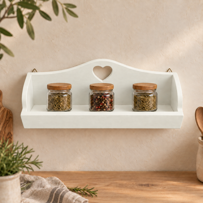 Mensolina portaspezie grande color Bianco Antico, finitura Tommy Art pulita