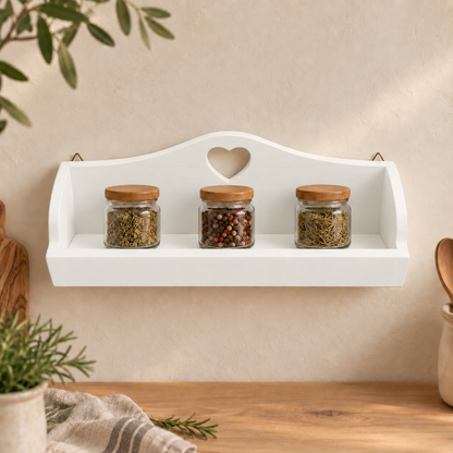 Mensolina portaspezie grande color Bianco Latte, finitura Tommy Art pulita