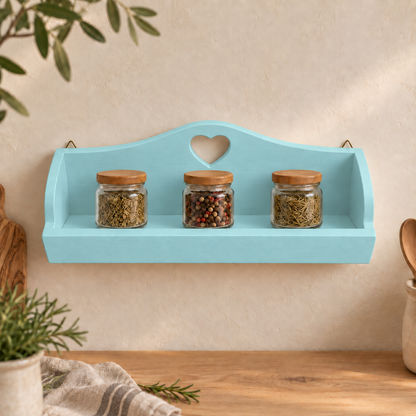 Mensolina portaspezie grande color Celeste, finitura Tommy Art pulita