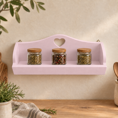 Mensolina portaspezie grande color Rosa Confetto, finitura Tommy Art pulita