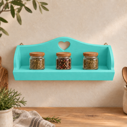 Mensolina portaspezie grande color Tiffany, finitura Tommy Art pulita