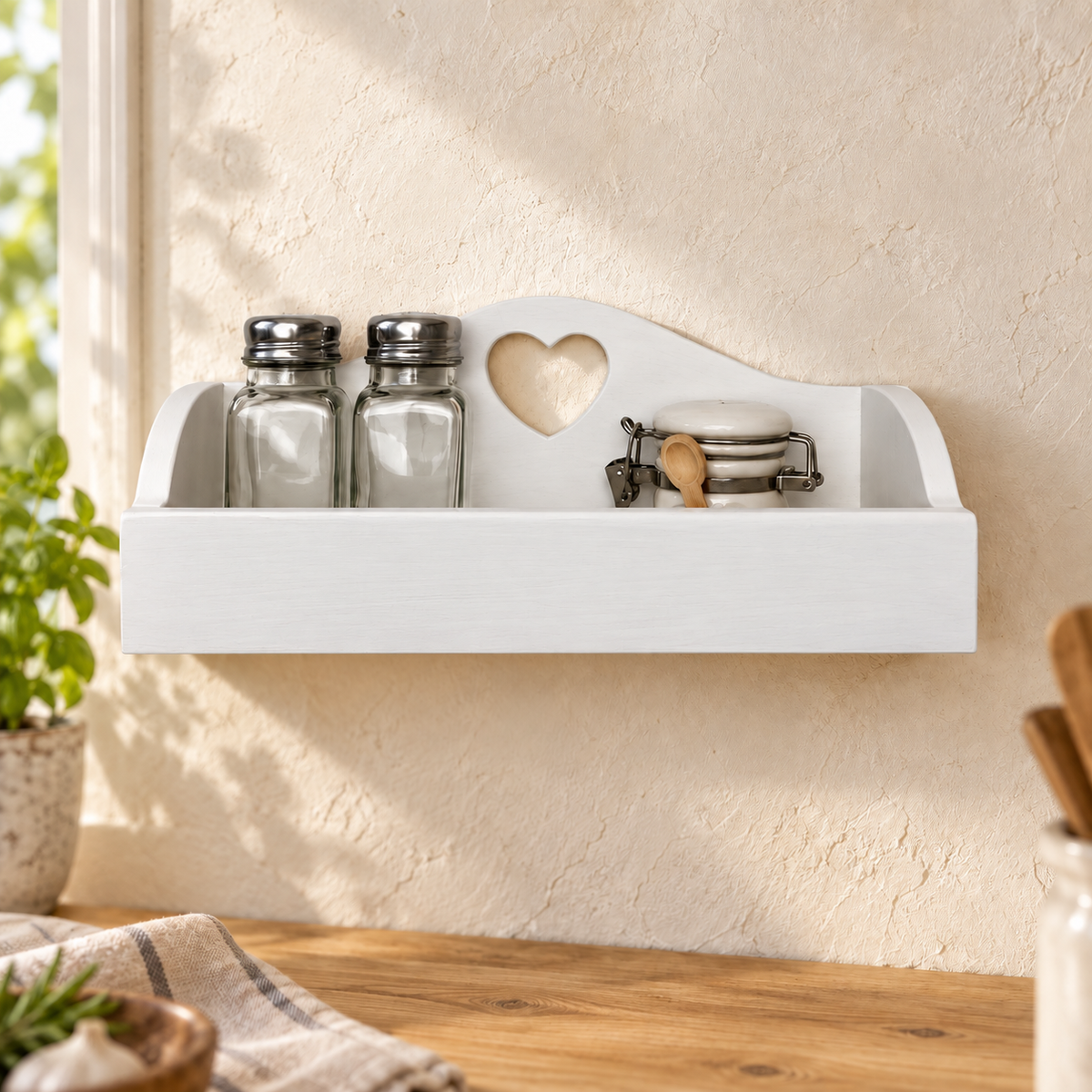 Mensolina portaspezie piccola color Bianco, finitura Tommy Art pulita
