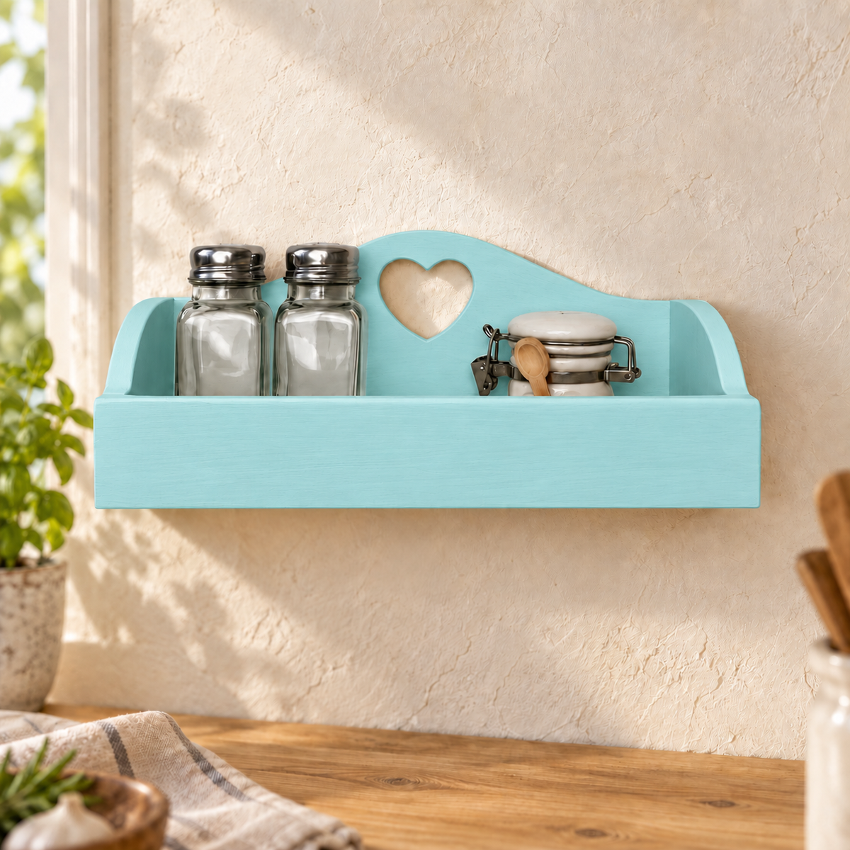 Mensolina portaspezie piccola color Celeste, finitura Tommy Art pulita