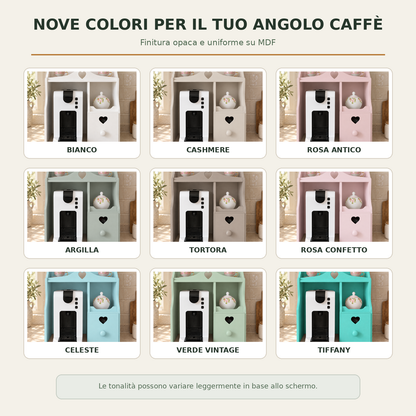 Nove colori del mobiletto per macchina da caffè
