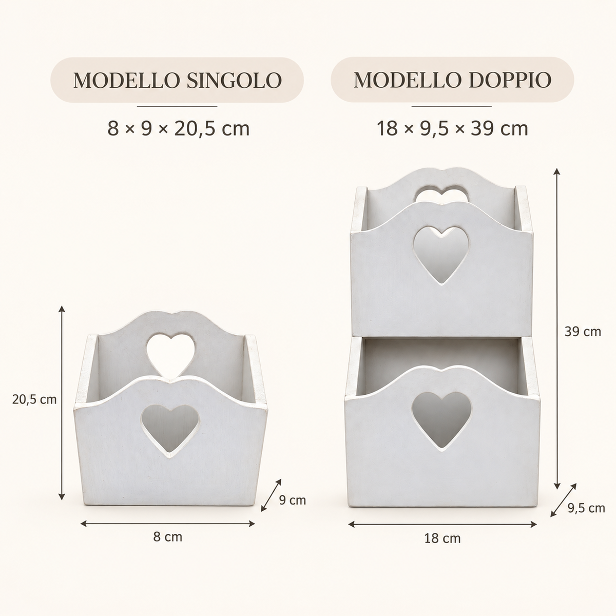 Misure porta posta artigianale singolo e doppio con cuore