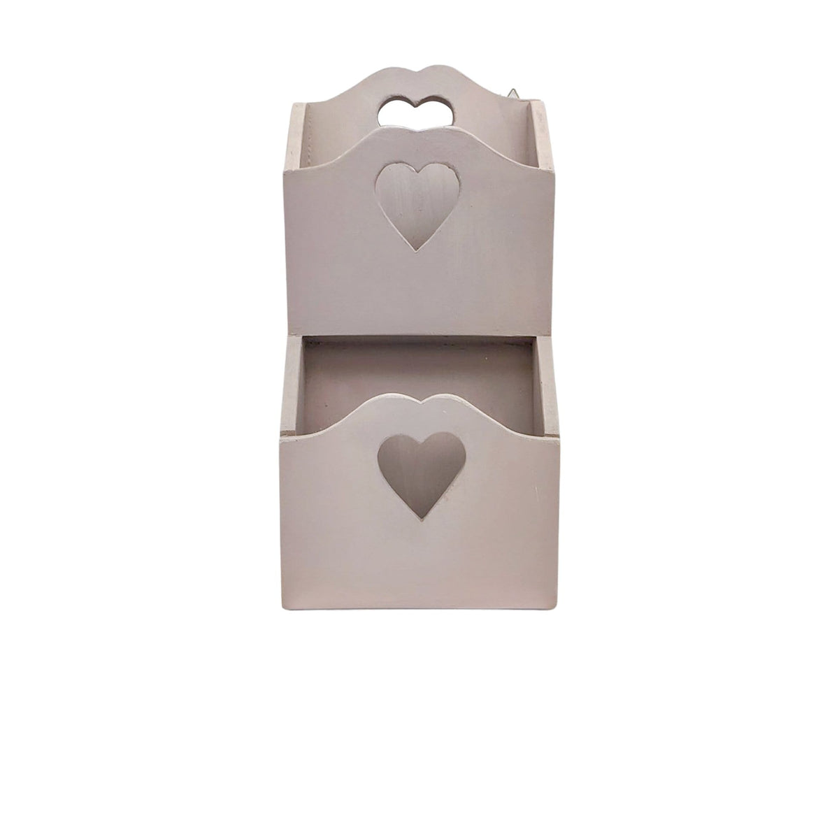 Porta posta doppio artigianale con cuore colore Tortora