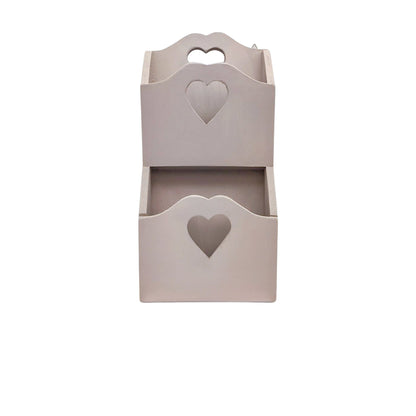 Porta posta doppio artigianale con cuore colore Tortora