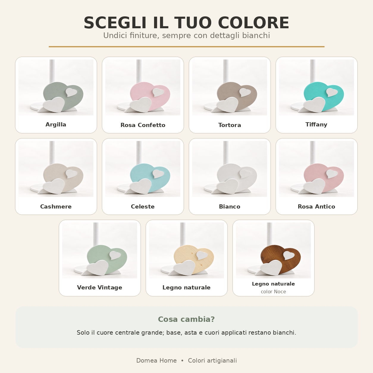 Tutte le undici finiture disponibili del porta rotolo da cucina
