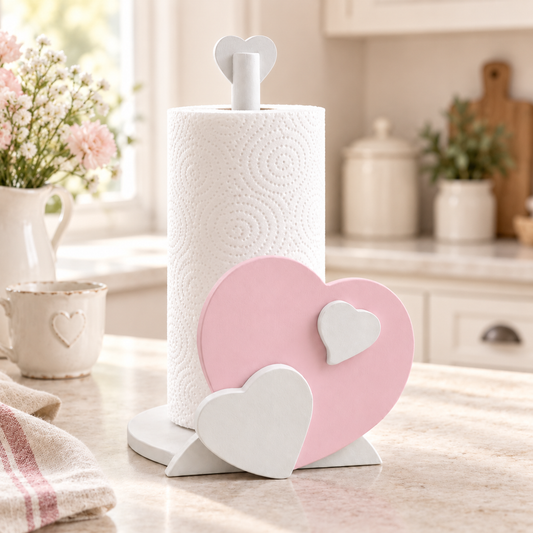 Porta rotolo da cucina Rosa Confetto ambientato con rotolo inserito