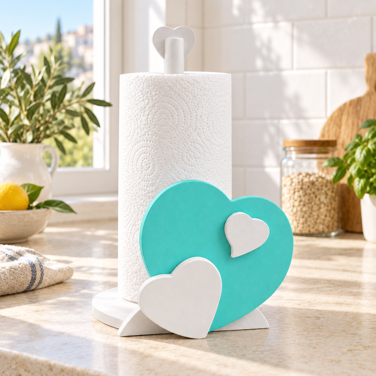 Porta rotolo da cucina Tiffany ambientato con rotolo inserito