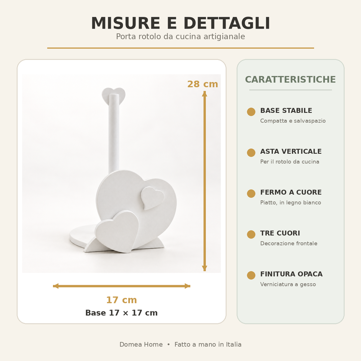 Misure e caratteristiche del porta rotolo da cucina artigianale