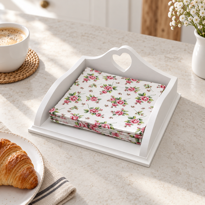 Porta tovaglioli bianco Domea Home ambientato su tavolo da colazione