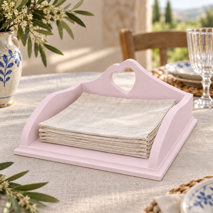 Porta tovaglioli artigianale Domea Home Rosa Confetto con intarsio a cuore