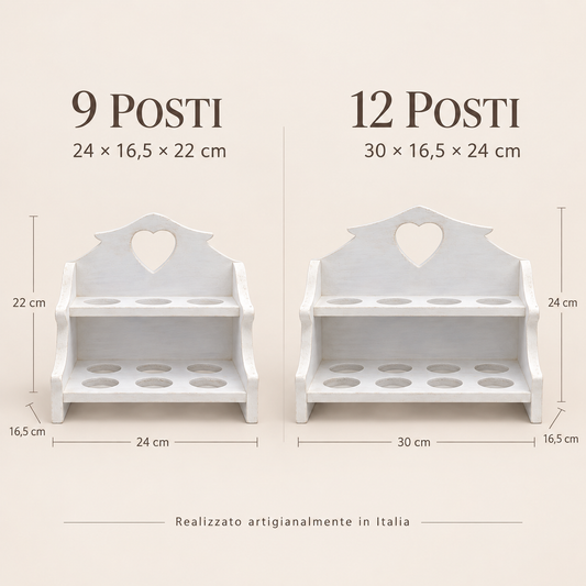Misure porta uova artigianale Domeahome da 9 e 12 posti