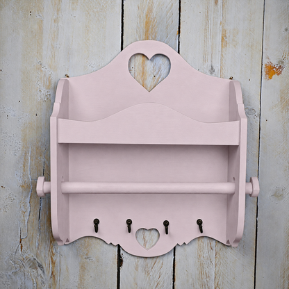 Portarotolo e portaspezie artigianale Domeahome con ganci colore Rosa Confetto - vista frontale