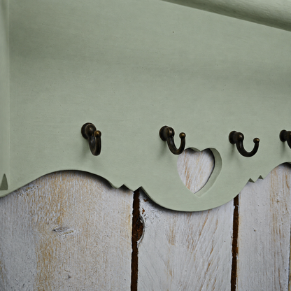 Portarotolo e portaspezie artigianale Domeahome con ganci colore Verde Vintage - dettaglio ganci