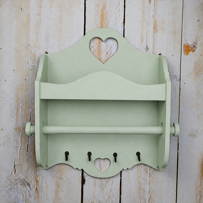 Portarotolo e portaspezie artigianale Domeahome con ganci colore Verde Vintage - vista frontale