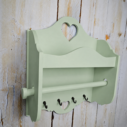 Portarotolo e portaspezie artigianale Domeahome con ganci colore Verde Vintage - vista a tre quarti