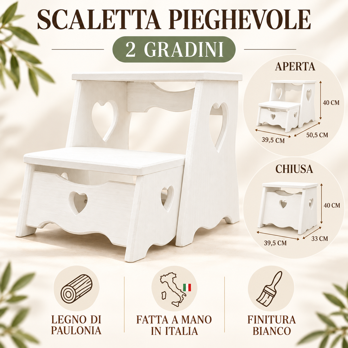 Infografica scaletta pieghevole Domeahome bianca