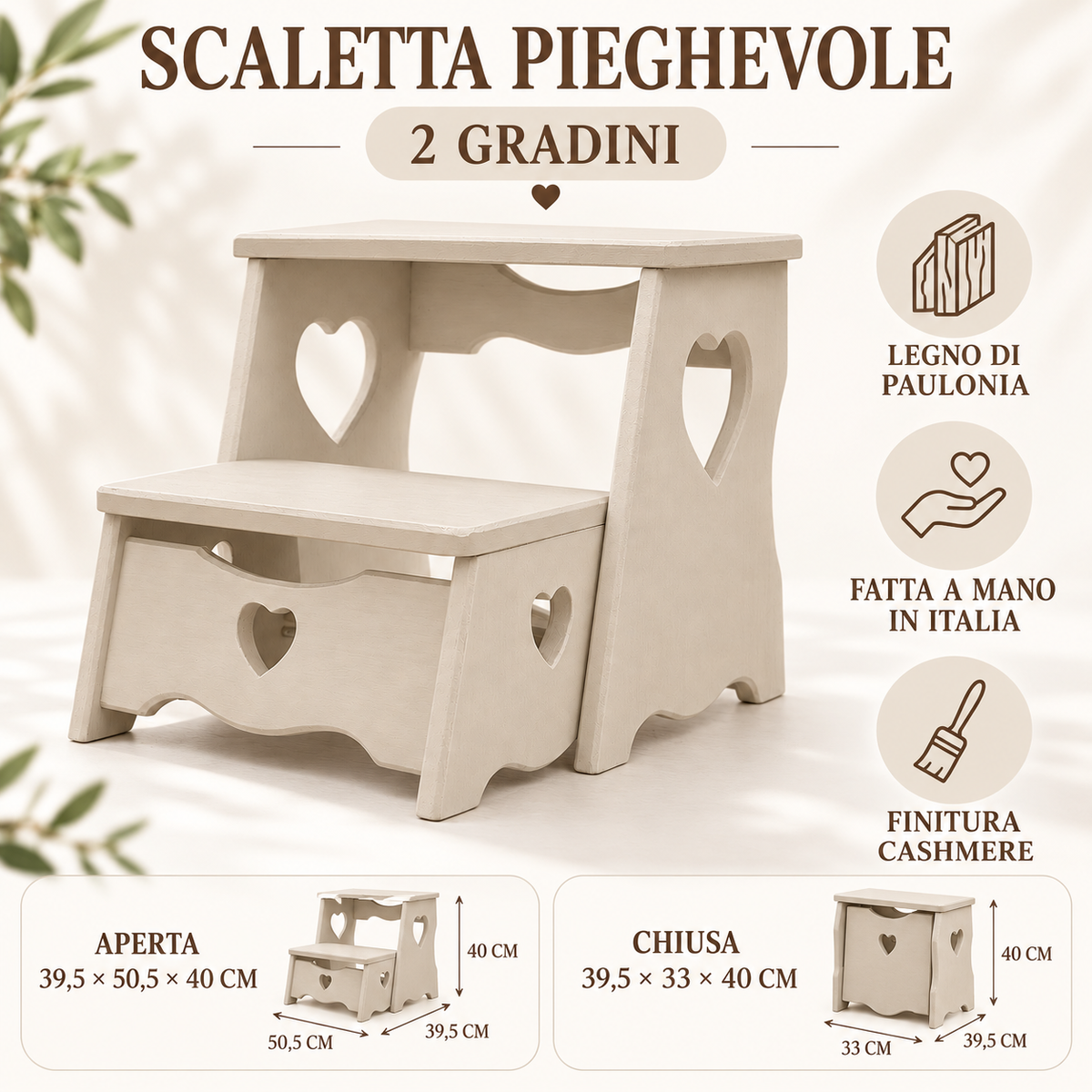 Infografica scaletta pieghevole Domeahome cashmere