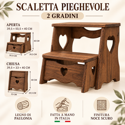 Infografica scaletta pieghevole Domeahome noce scuro