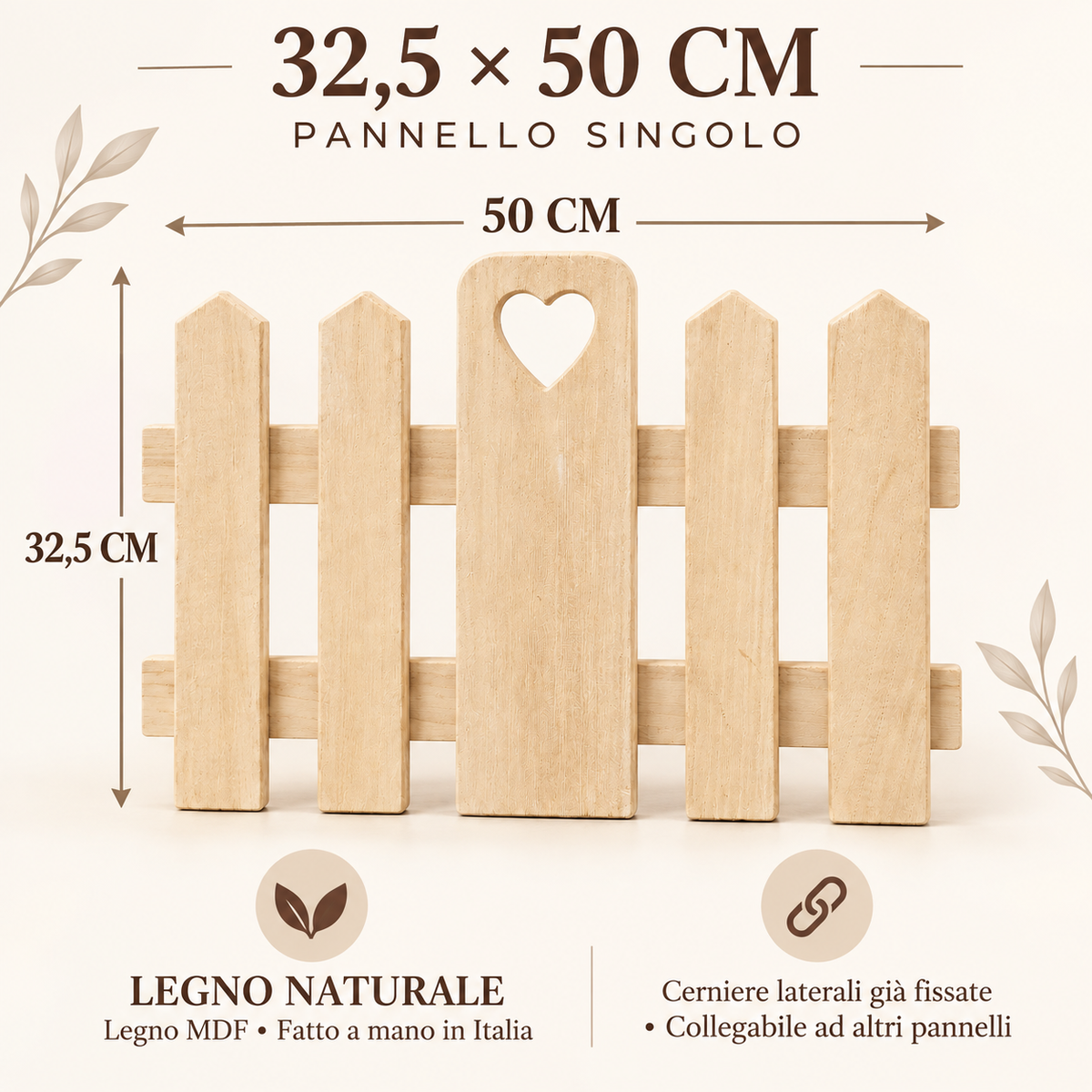 Infografica pannello staccionata Legno Naturale 32,5 x 50 cm