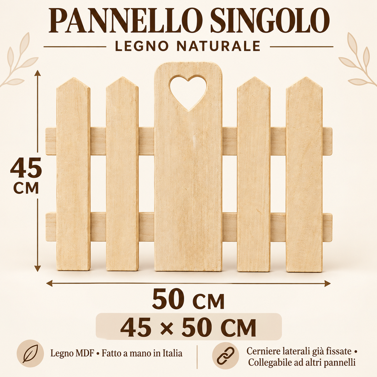 Infografica pannello staccionata Legno Naturale 45 x 50 cm