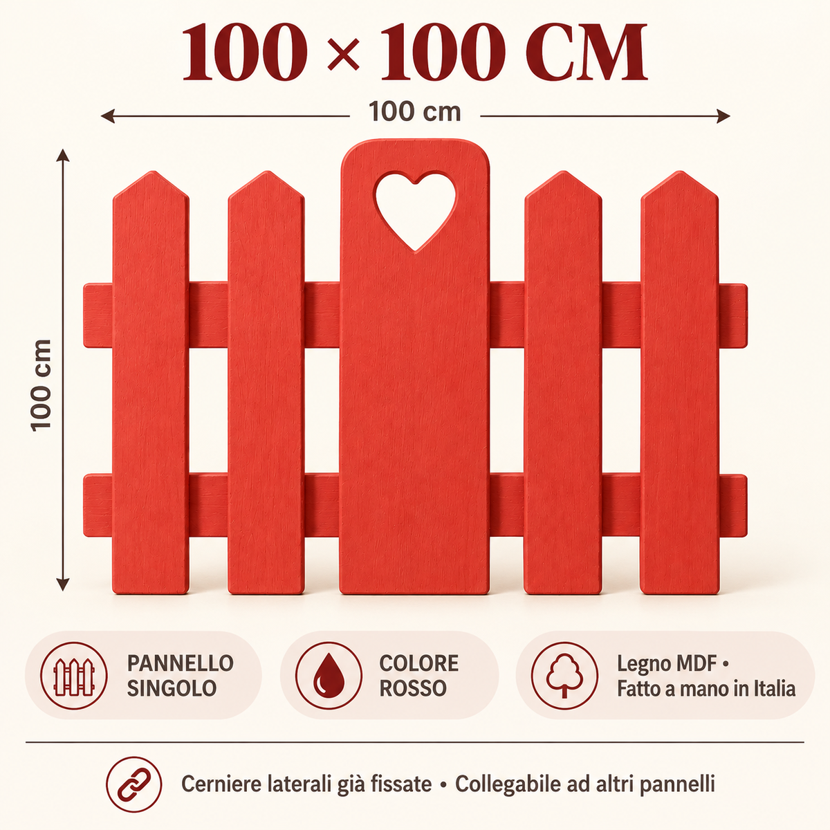Infografica pannello staccionata Rosso 100 x 100 cm