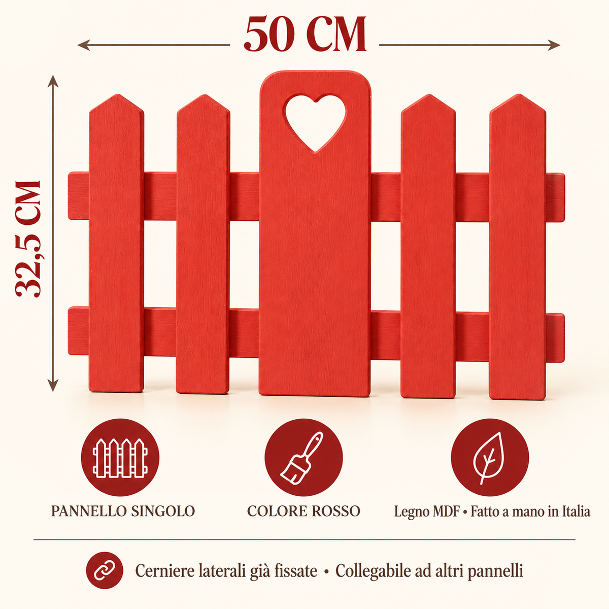 Infografica pannello staccionata Rosso 32,5 x 50 cm