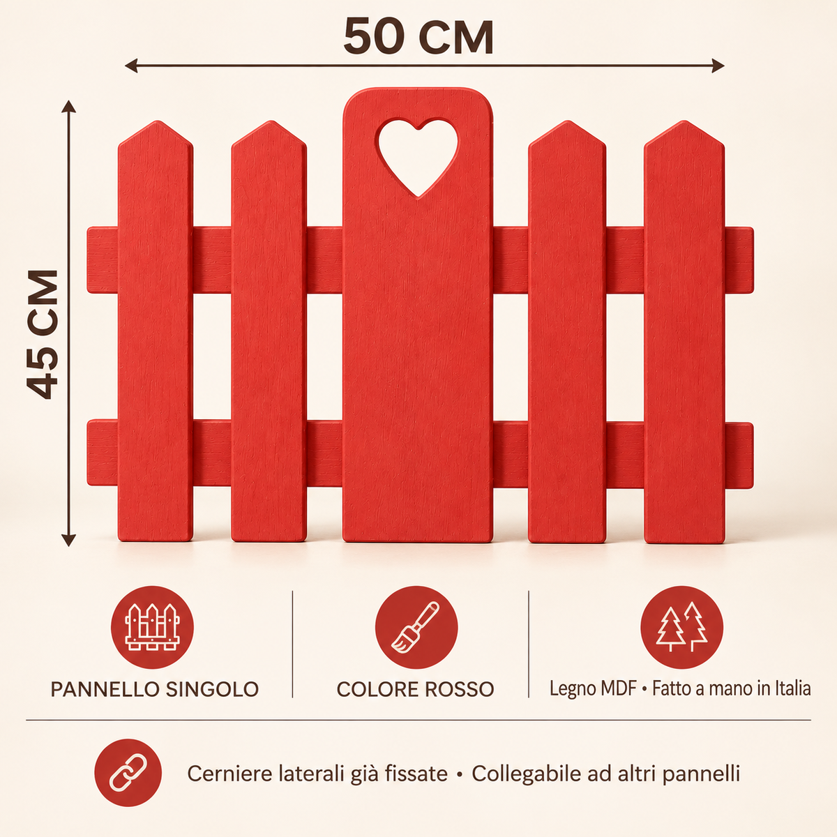 Infografica pannello staccionata Rosso 45 x 50 cm