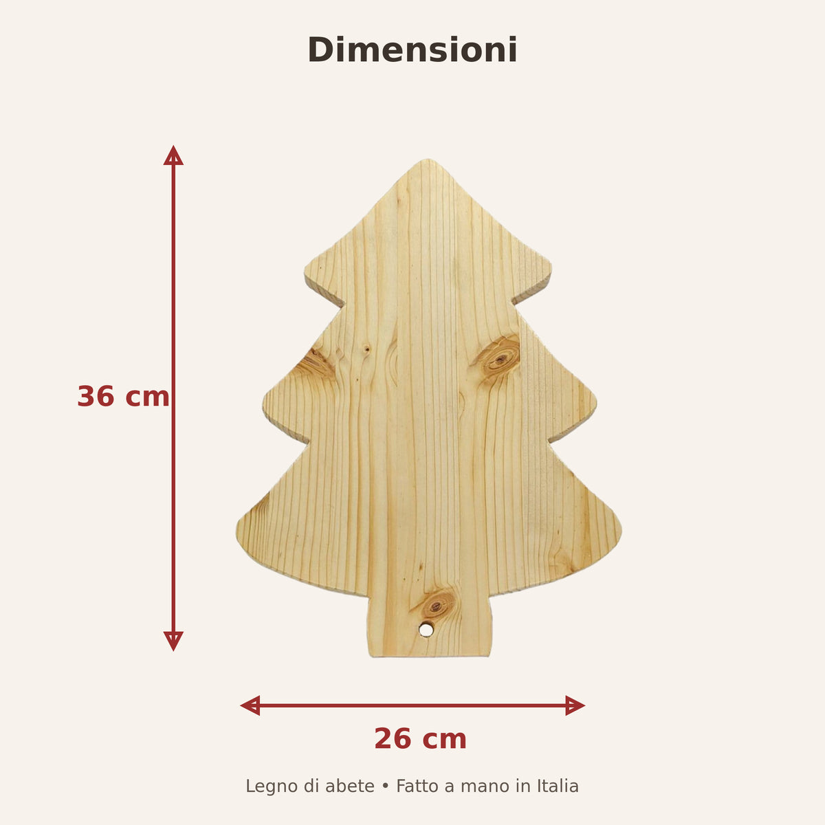 Misure del tagliere albero di Natale Domeahome: 26 per 36 centimetri