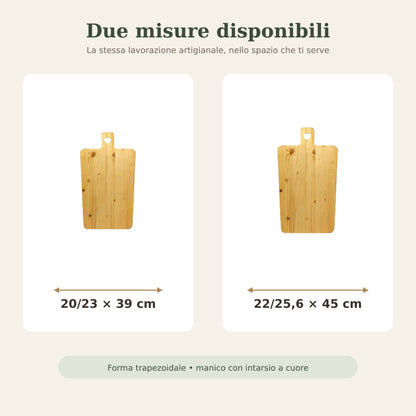 Misure disponibili del tagliere trapezio artigianale Domeahome